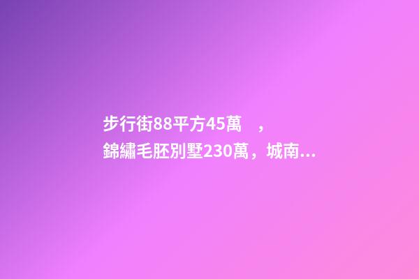 步行街88平方45萬，錦繡毛胚別墅230萬，城南自建房273平帶院165萬